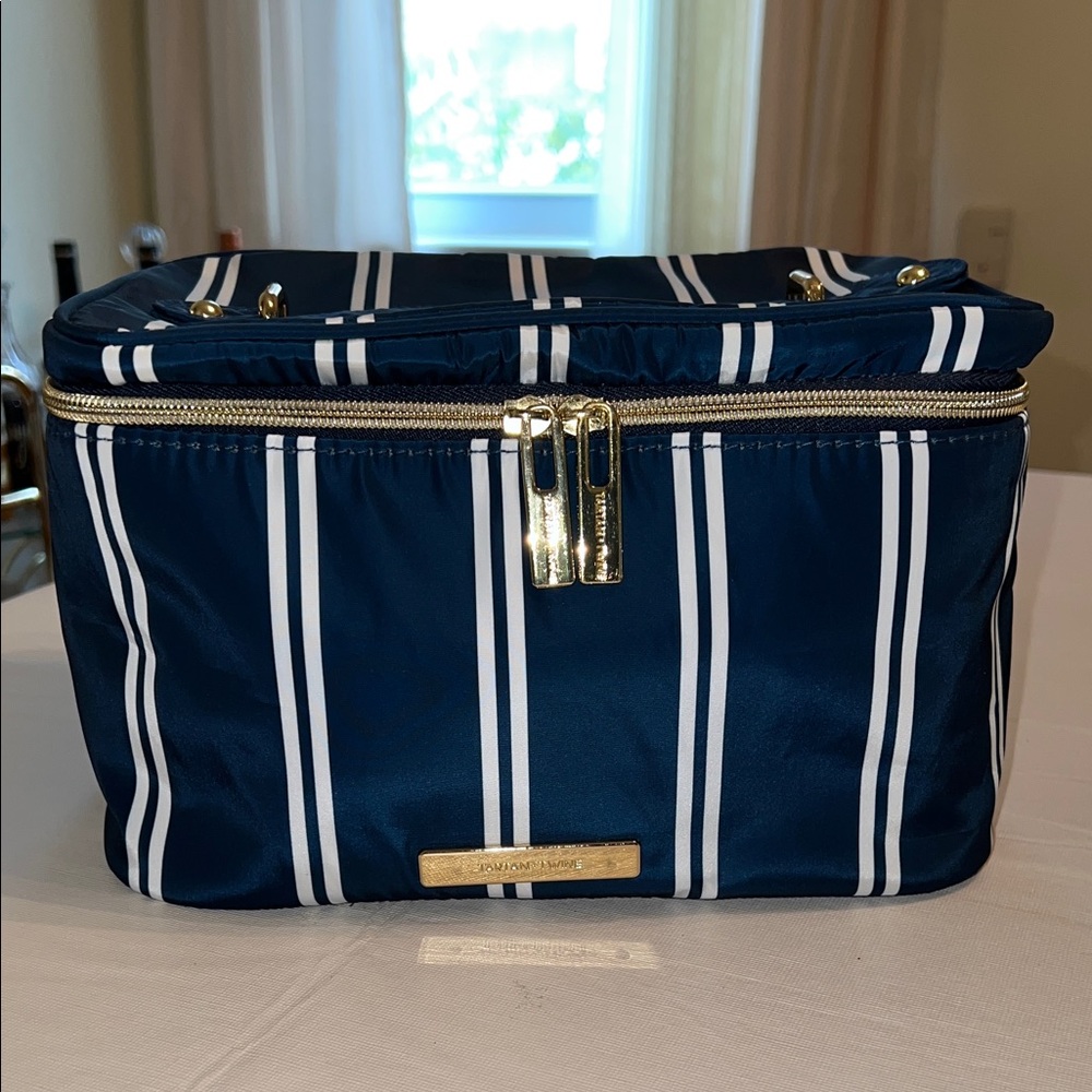 Navy Striped Cosmetic Bag